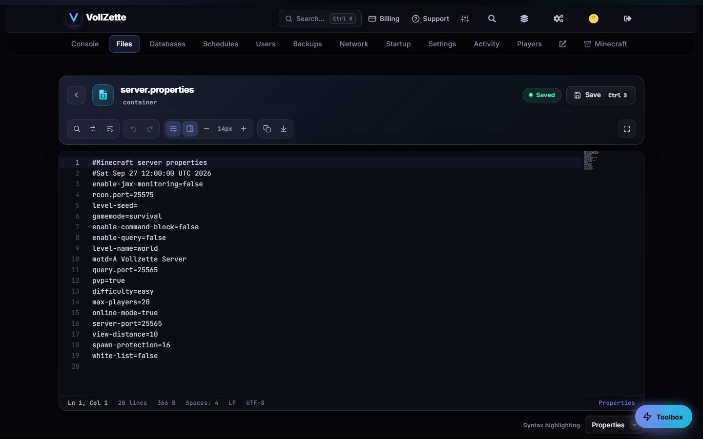 A code editor built into the file manager